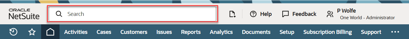 Global Search field