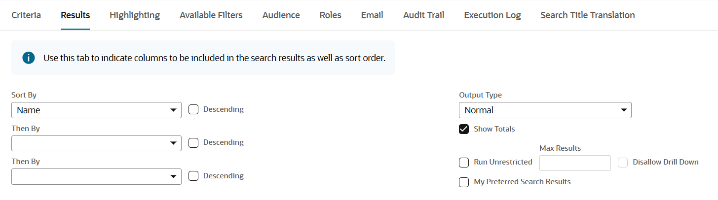 Showing totals in the search results.