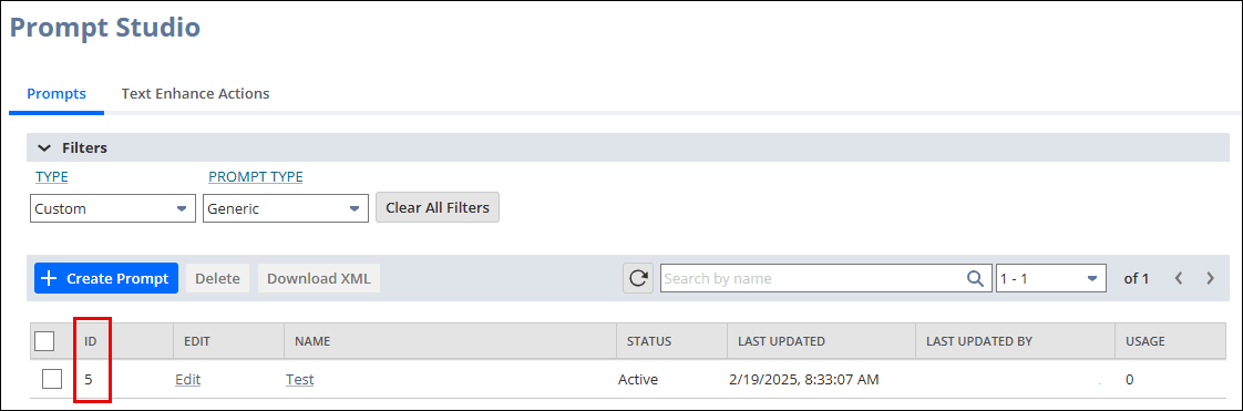 The ID of an existing prompt in Prompt Studio.
