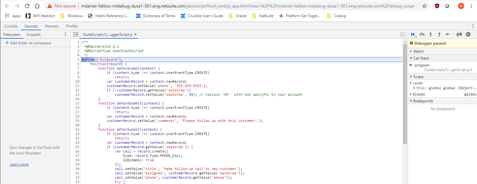 Script Debugger with indication of waitng to devtools to reattach.