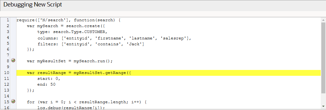 Script Debugger manually paused between two break points.