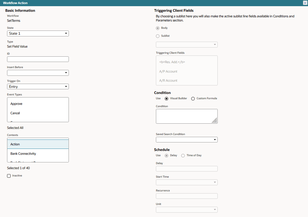 A portion of the Workflow Action page showing the Send Email action properties.