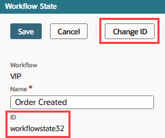A portion of the context panel with the Change ID button highlighted.