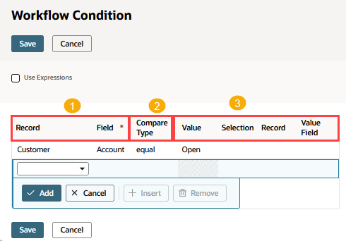 A screen capture of the Condition Builder.