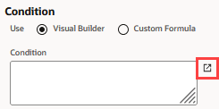 A portion of the workflow definition page with the Open icon highlighted.