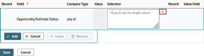 The Workflow Condition window, with the Select Multiple button highlighted. The Select Multiple button is located to the right of the Selection field.