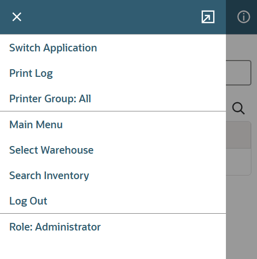 Options menu