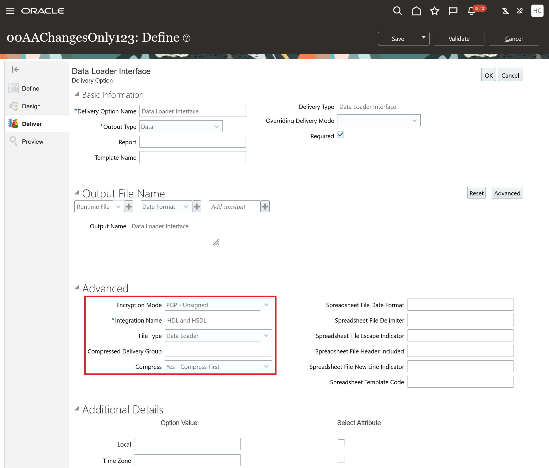 Data Loader Interface Delivery Option