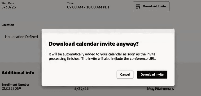 Warning Before the Conference URL Is Generated and Calendar Event Is Sent