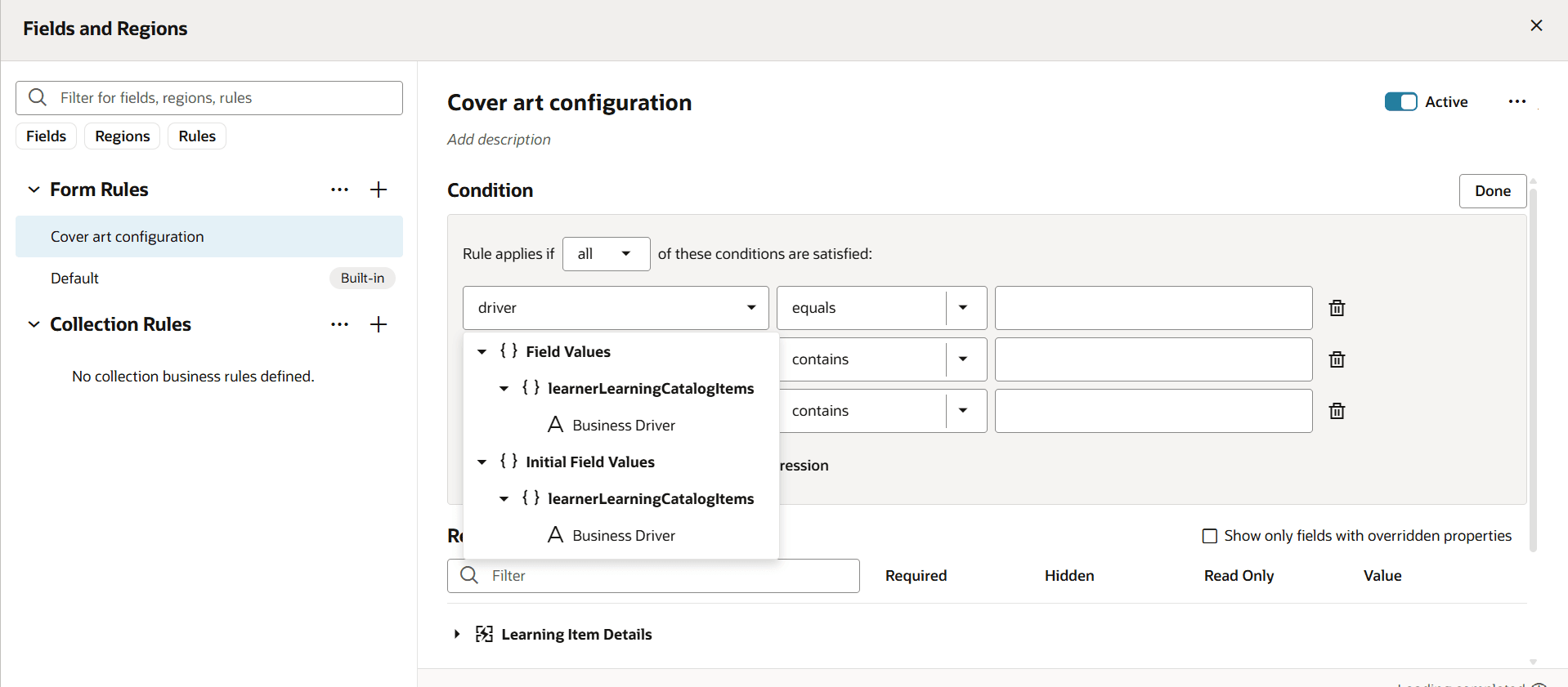 Additional Parameters in Visual Builder Studio Condition Builder