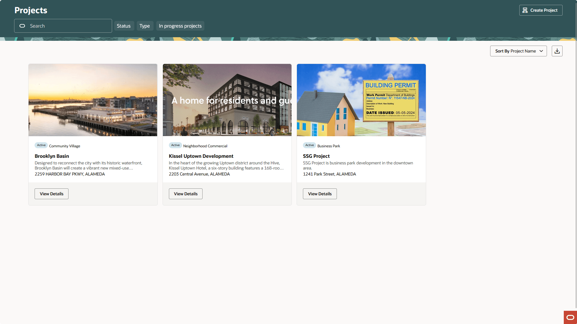 Projects List Page