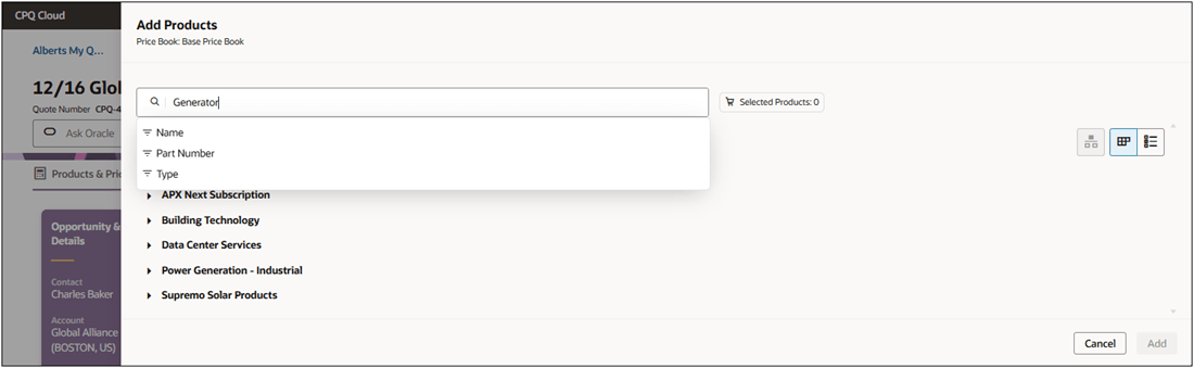 Add Products drawer