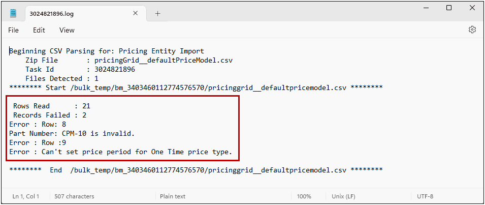 Error log file