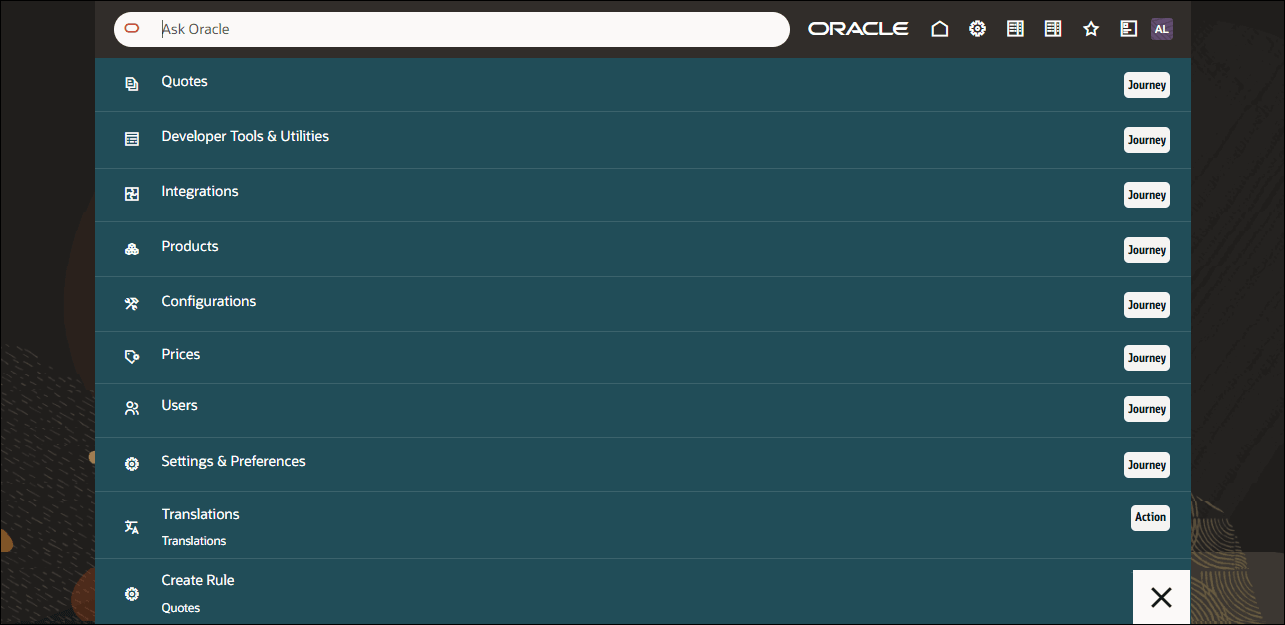 Search Admin Ask Oracle