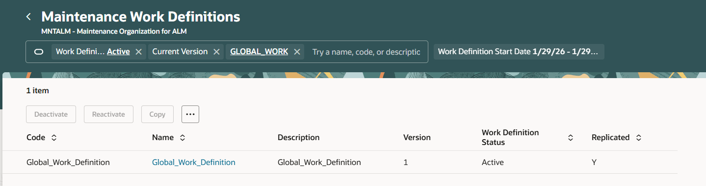 Copy of work definition in child maintenance organization with Replicated indicator.