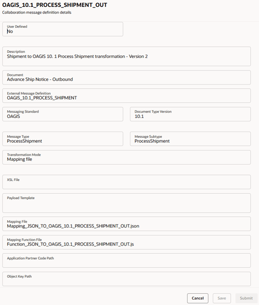 Collaboration message definition details