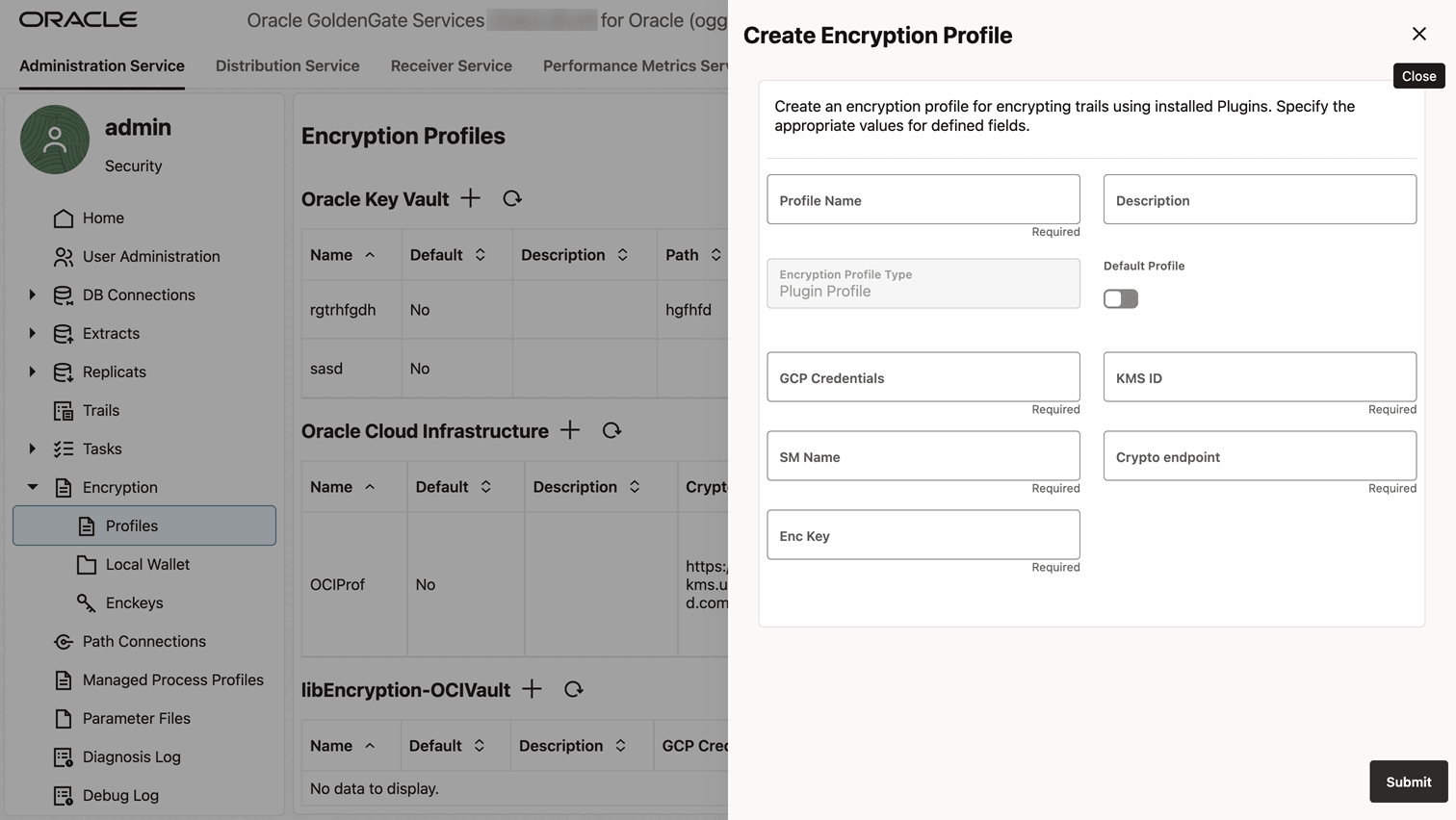 Creating encryption profile with the encryption profile plugin in the Administration Service. Creating encryption profile with the encryption profile plugin in the Administration Service.
