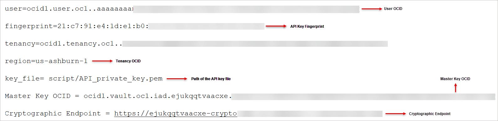 Notepad file containing the values required for creating the encryption profile in Oracle GoldenGate Notepad file containing the values required for creating the encryption profile in Oracle GoldenGate