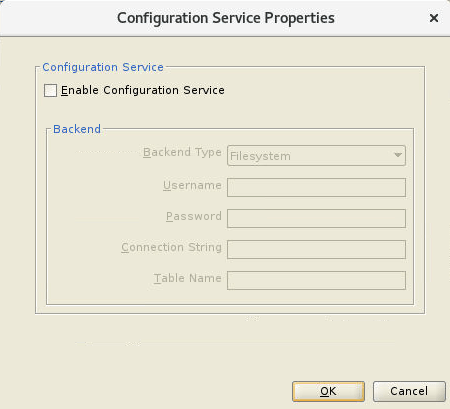 Configuration Service dialog box Configuration Service dialog box