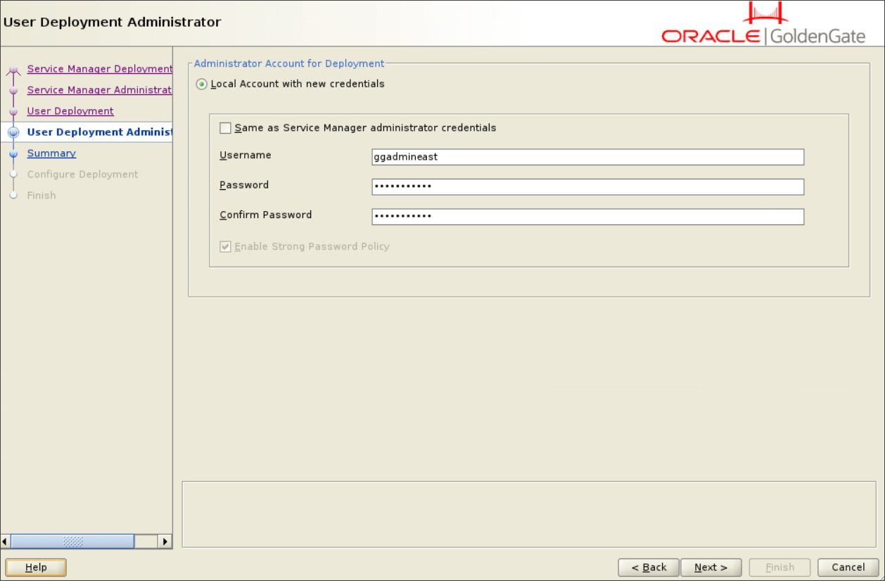 User Deployment Administrator User screen in OGGCA User Deployment Administrator User screen in OGGCA