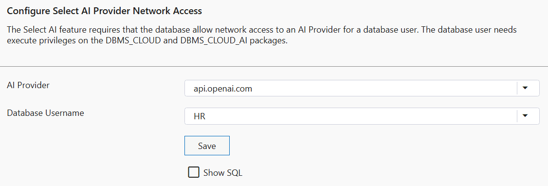 Screenshot of Configure Select AI Provider Network Access Dialog Screenshot of Configure Select AI Provider Network Access Dialog