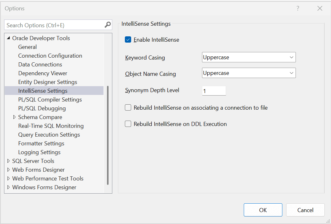 Screenshot of IntelliSense Settings Options Page Screenshot of IntelliSense Settings Options Page