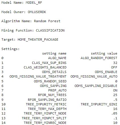 Shows the model detail. Shows the model detail.