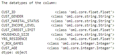 Shows data types. Shows data types.