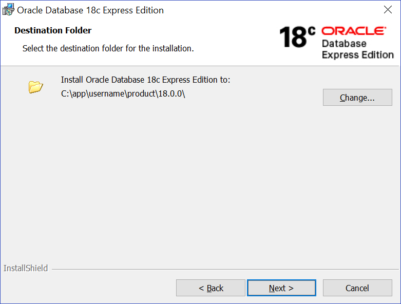 You can select a destination folder of your choice to install Oracle Database Express Edition. You can select a destination folder of your choice to install Oracle Database Express Edition.