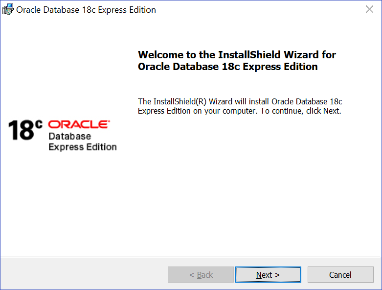 This is the welcome screen of the XE Installer. This is the welcome screen of the XE Installer.