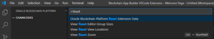 Screen capture showing the Reset Extension Data command in the Command Palette. Screen capture showing the Reset Extension Data command in the Command Palette.