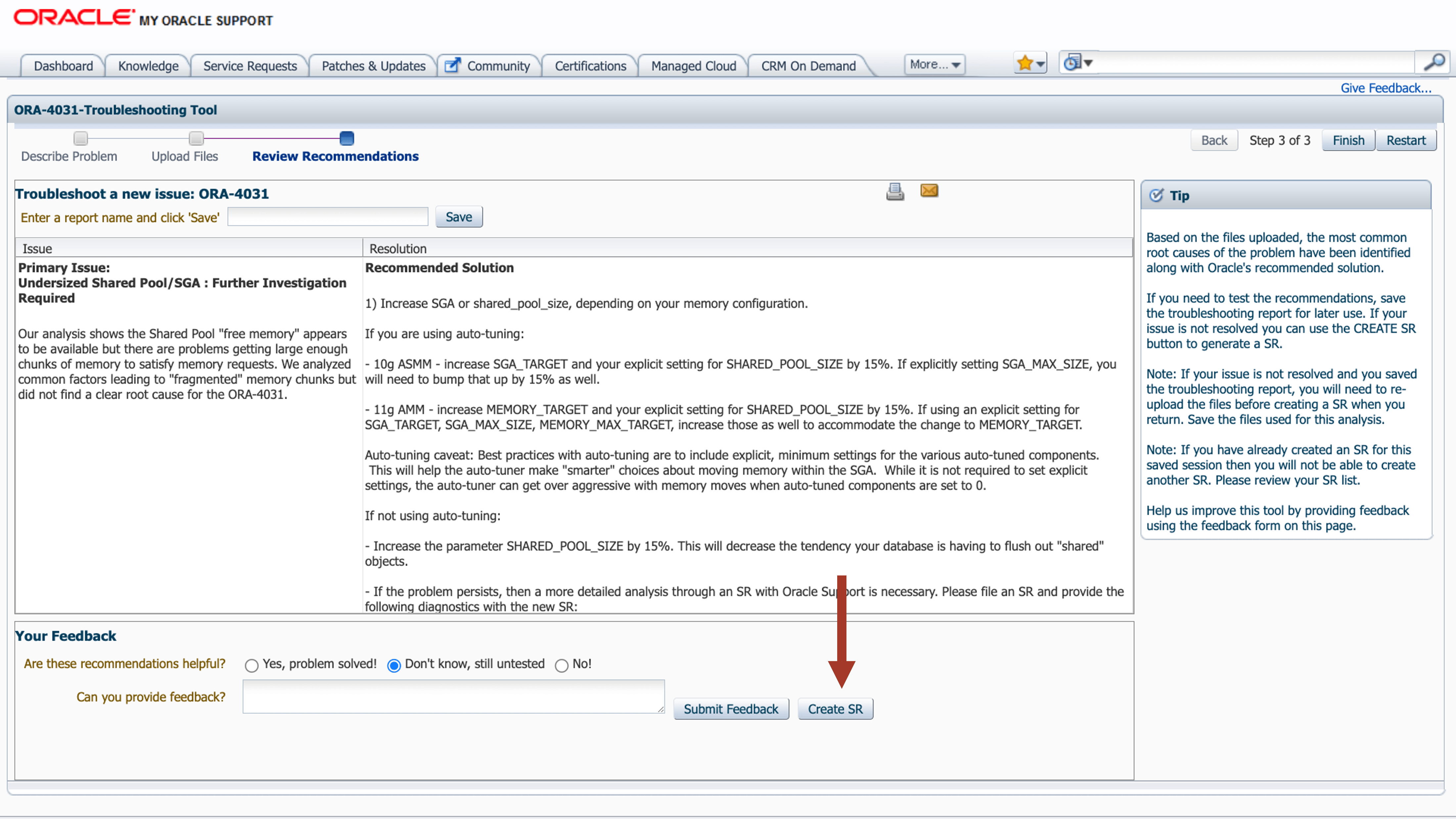 This image illustrates Create SR option This image illustrates Create SR option