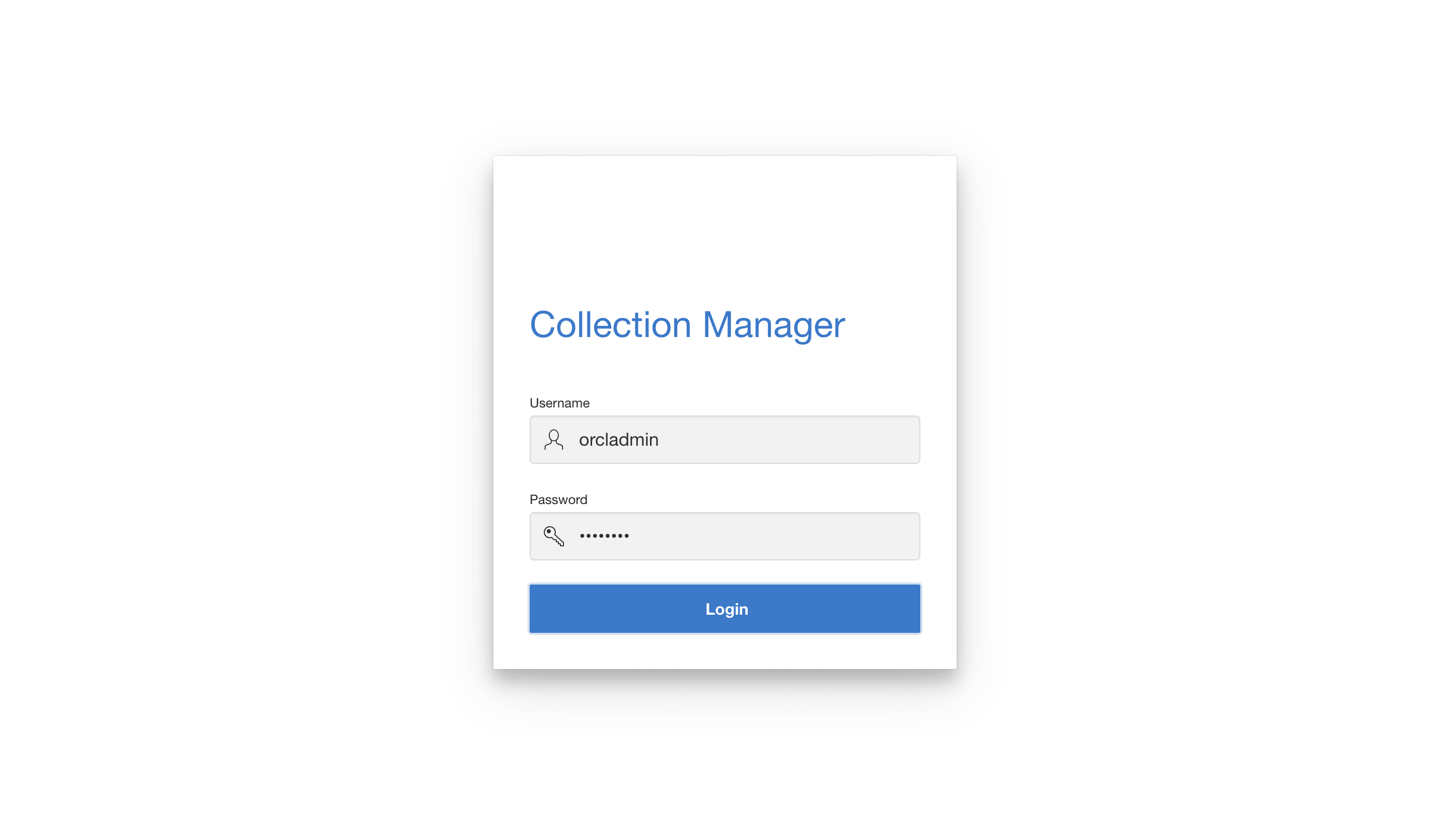 This image illustrates logging in to Collection Manager. This image illustrates logging in to Collection Manager.