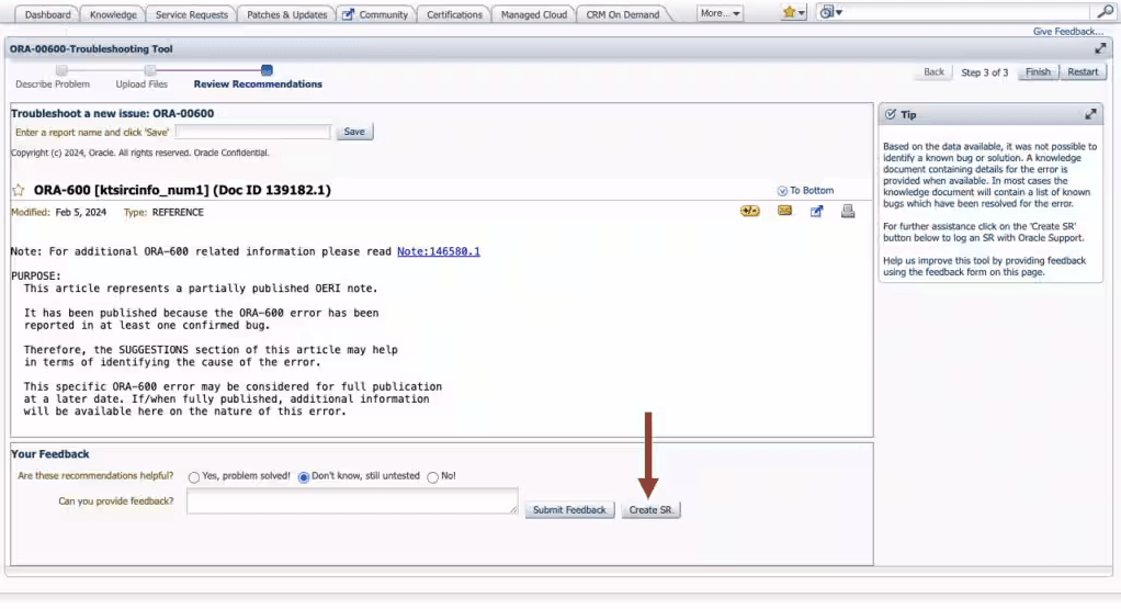 This image illustrates Create SR option