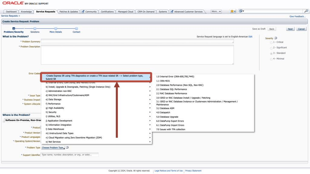 My Oracle Support Service Request