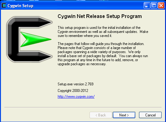 Cygwin Setup Window Cygwin Setup Window