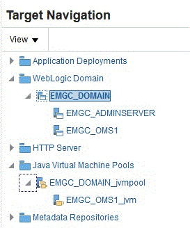 JVMD targets menu JVMD targets menu