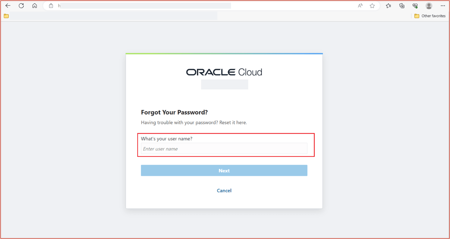 Change password - enter username image Change password - enter username image