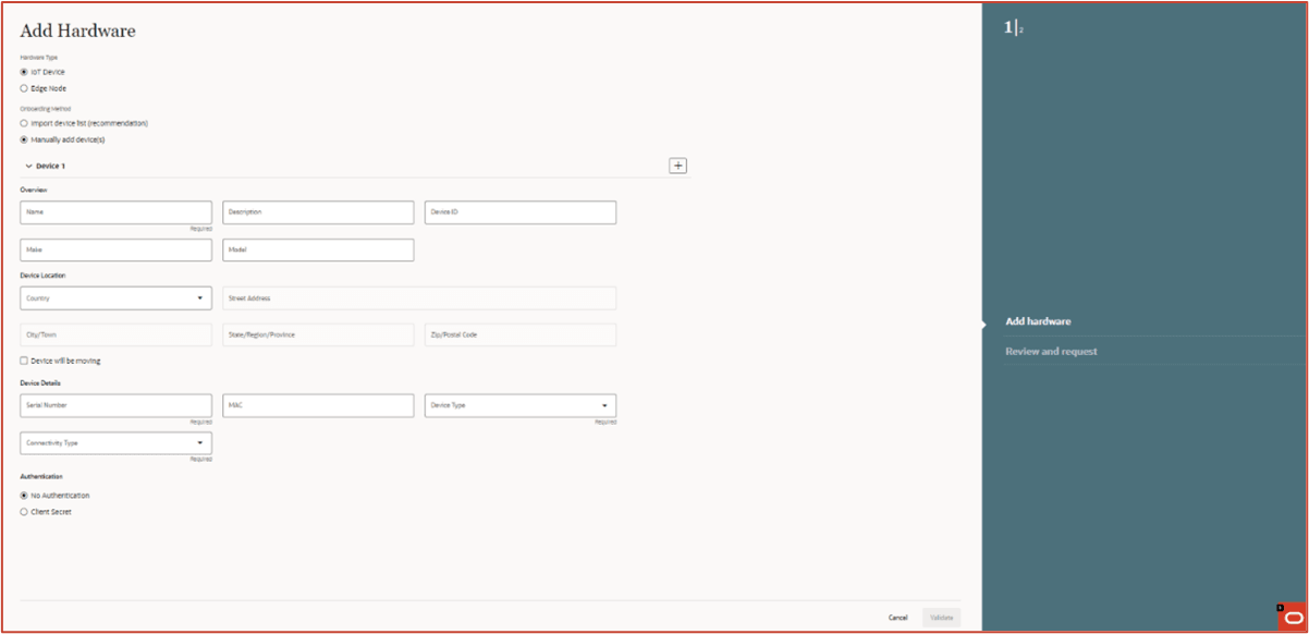 Device Onboarding - No Authentication screen Device Onboarding - No Authentication screen