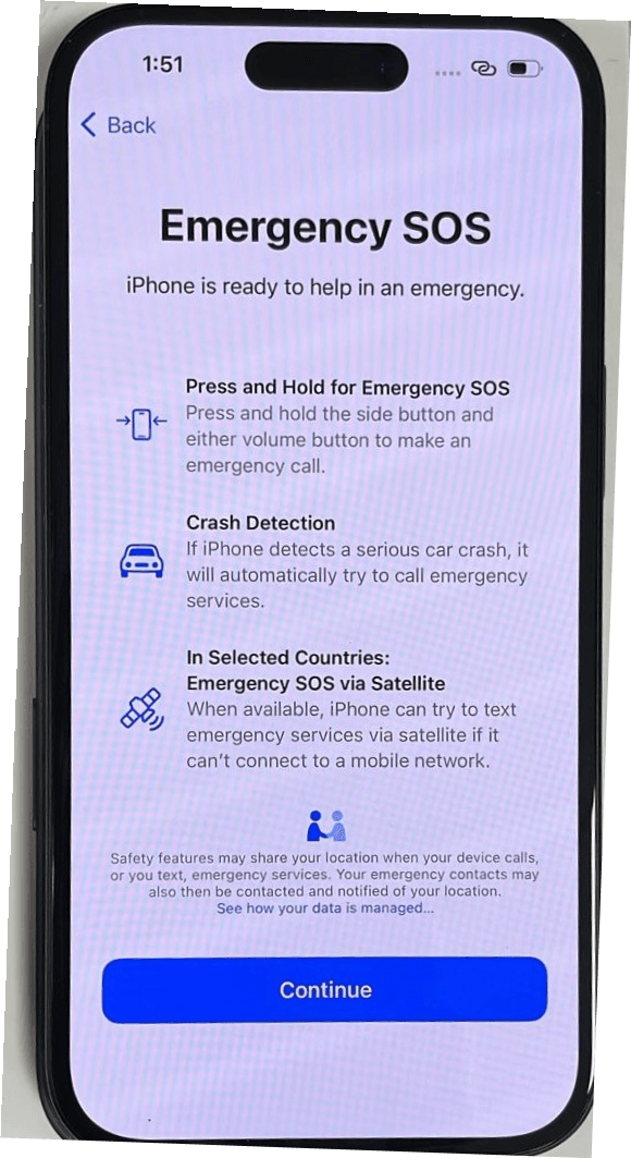 Emergency SOS screen Emergency SOS screen