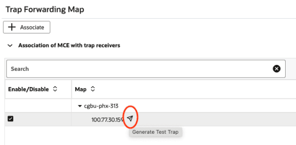 This screenshot shows the generate test trap icon.