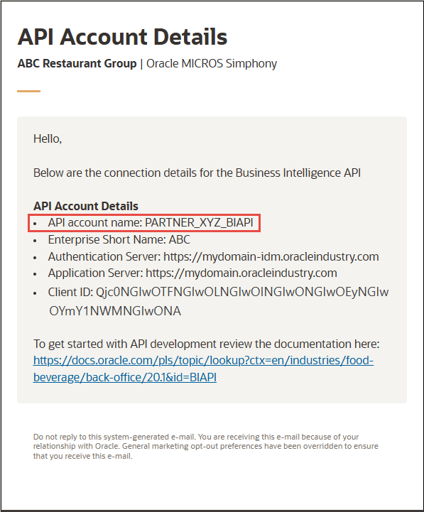 Screenshot of the email with the Account Name field in a red box Screenshot of the email with the Account Name field in a red box