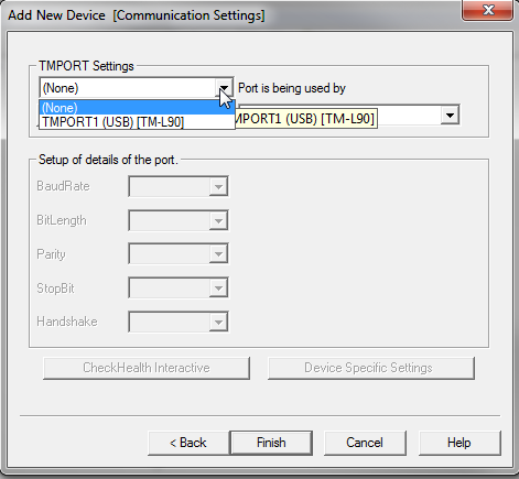 This image shows the TMPORT settings screen. This image shows the TMPORT settings screen.