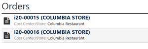 This image shows orders rows.