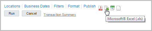 This image shows the option icons for exporting queries