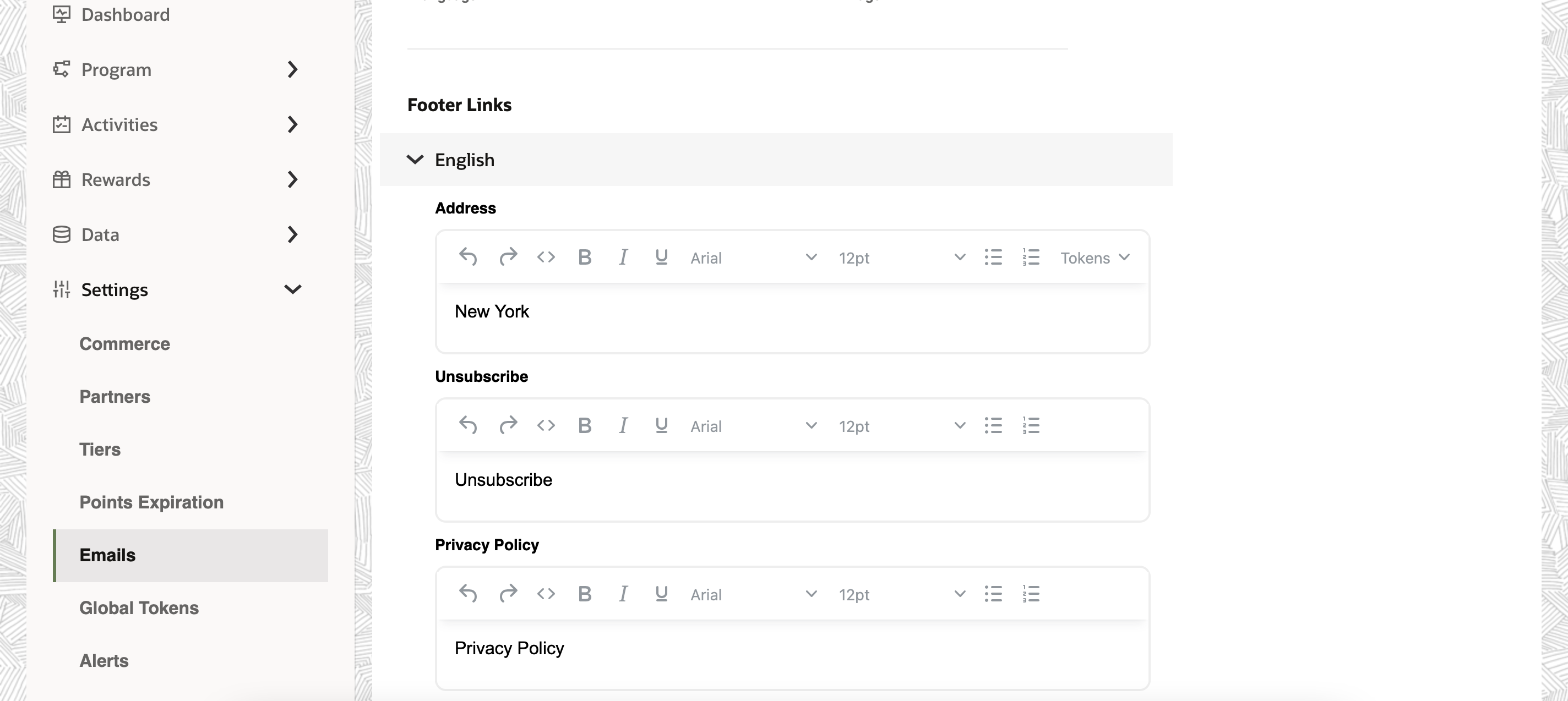 footer links footer links