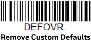 This figure shows the Remove Custom Defaults Barcode. This figure shows the Remove Custom Defaults Barcode.