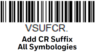 This figure shows the Add CR Suffix All Symbologies barcode. This figure shows the Add CR Suffix All Symbologies barcode.
