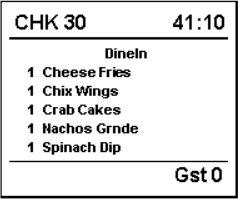 This figure shows a sample image of the chit with table number, order type, and guest count layout. This figure shows a sample image of the chit with table number, order type, and guest count layout.