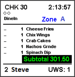 This figure shows a sample image of the standard DOM with order type and zone identifier chit layout. This figure shows a sample image of the standard DOM with order type and zone identifier chit layout.